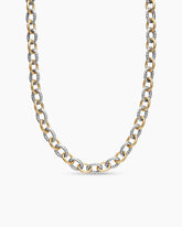 Oval Link Chain Necklace in Sterling Silver with 18K Yellow Gold, 16mm